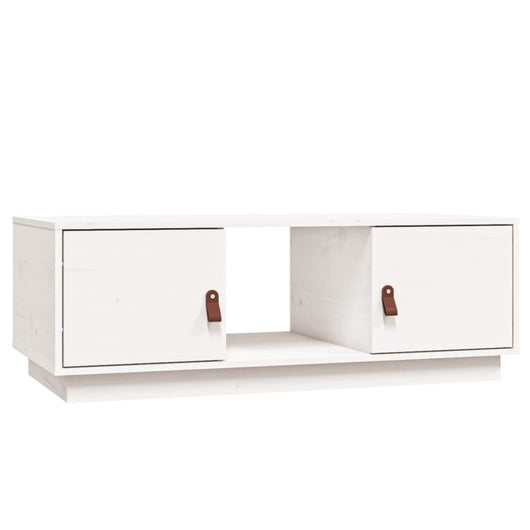 Tavolino da Salotto Bianco 100x50x35 cm Legno Massello di Pino 818266
