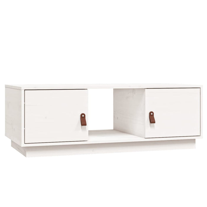 Tavolino da Salotto Bianco 100x50x35 cm Legno Massello di Pino 818266