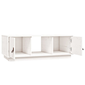 Tavolino da Salotto Bianco 100x50x35 cm Legno Massello di Pino 818266