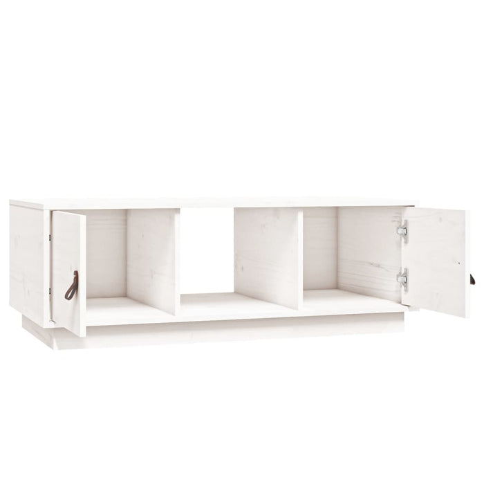 Tavolino da Salotto Bianco 100x50x35 cm Legno Massello di Pino 818266