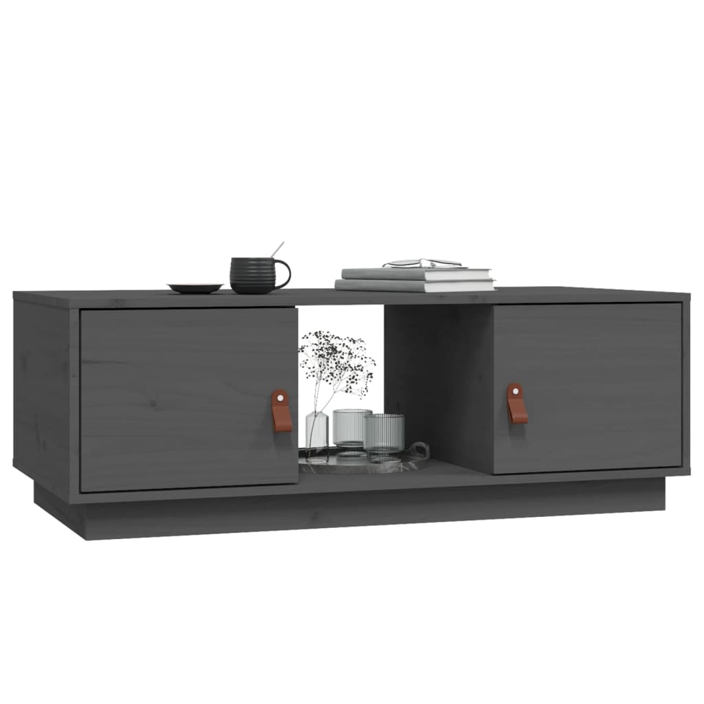 Tavolino da Salotto Grigio 100x50x35 cm Legno Massello di Pino 818267