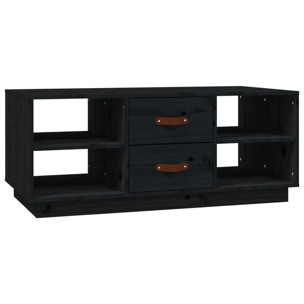 Tavolino da Salotto Nero 100x50x41 cm in Legno Massello di Pino 818274