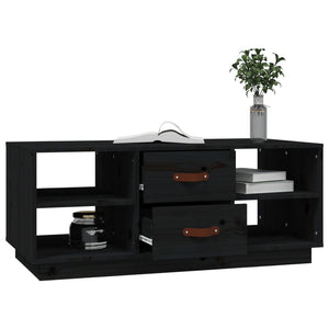 Tavolino da Salotto Nero 100x50x41 cm in Legno Massello di Pino 818274