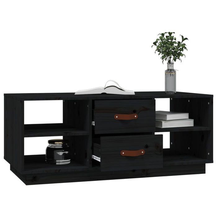 Tavolino da Salotto Nero 100x50x41 cm in Legno Massello di Pino 818274