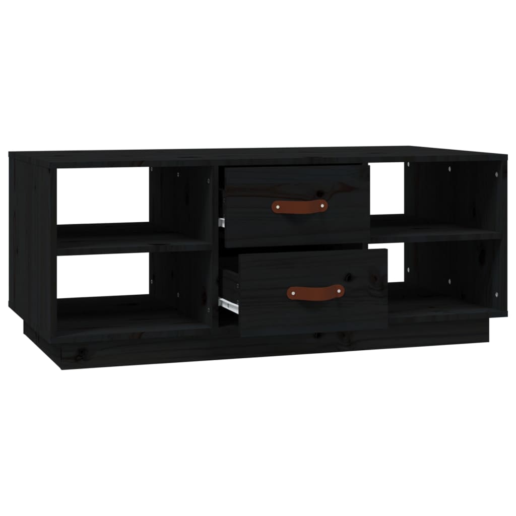 Tavolino da Salotto Nero 100x50x41 cm in Legno Massello di Pino 818274