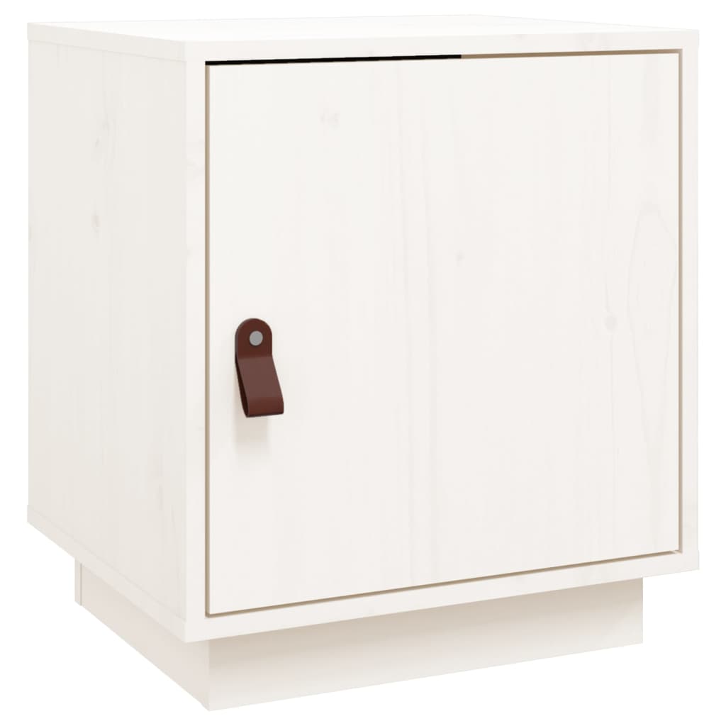 Comodino Bianco 40x34x45 cm in Legno Massello di Pino 818277
