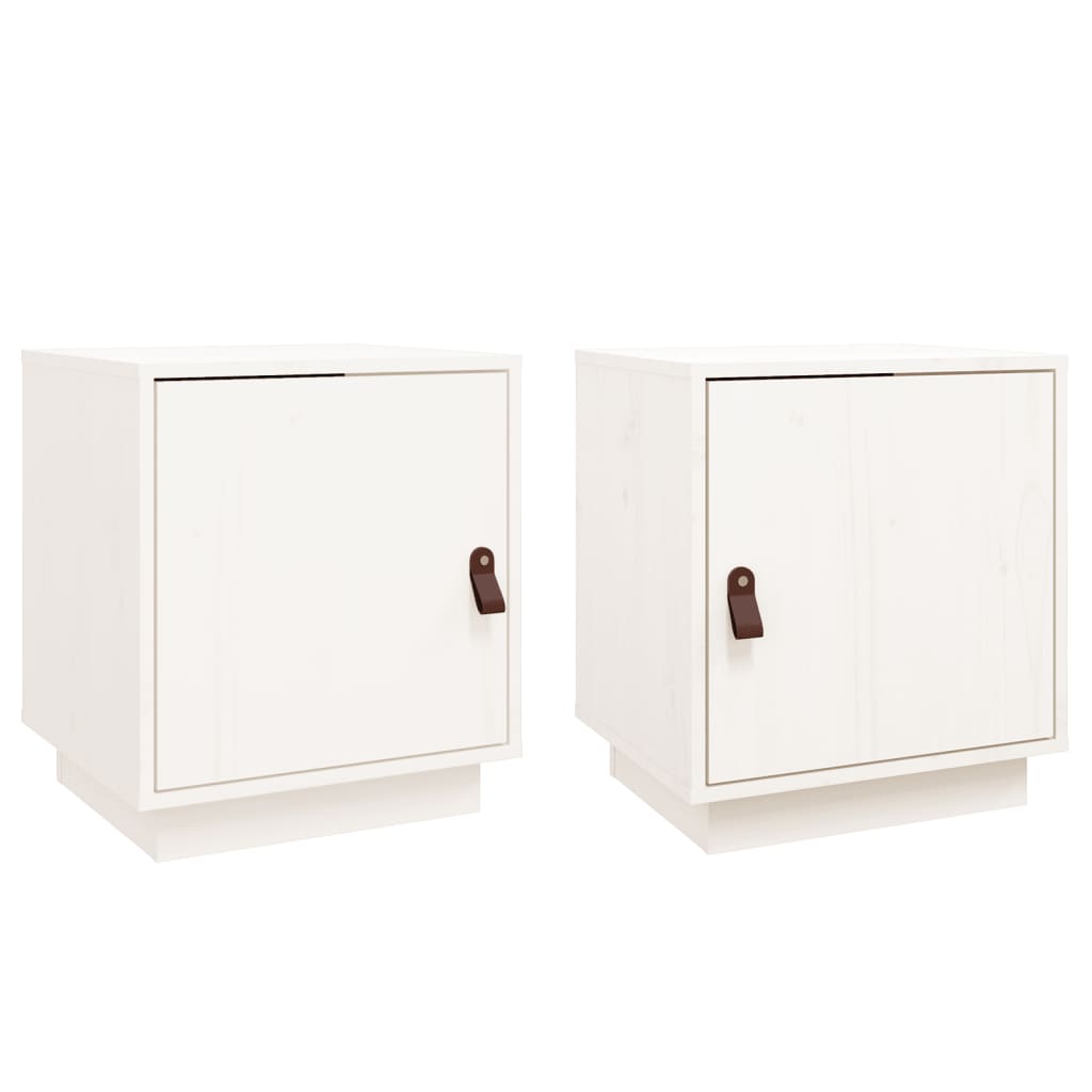 Comodini Bianco 2 pz-Set di 2 Tavolino da notte 40x34x45 cm in Legno Massello di Pino 275247