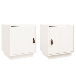 Comodini Bianco 2 pz-Set di 2 Tavolino da notte 40x34x45 cm in Legno Massello di Pino 275247