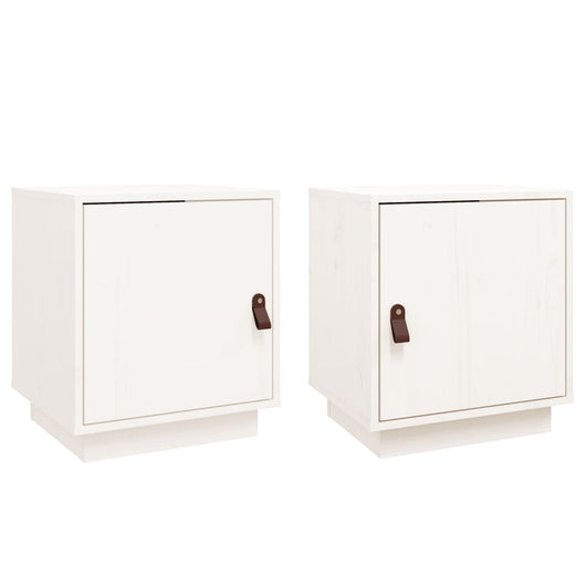 Comodini Bianco 2 pz-Set di 2 Tavolino da notte 40x34x45 cm in Legno Massello di Pino 275247
