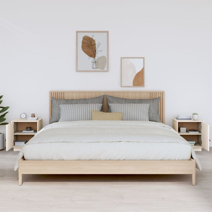 Comodini Bianco 2 pz 40x34x45 cm in Legno Massello di Pino 818278