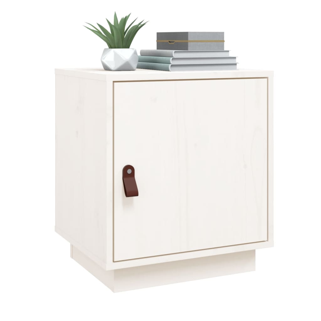 Comodini Bianco 2 pz 40x34x45 cm in Legno Massello di Pino 818278