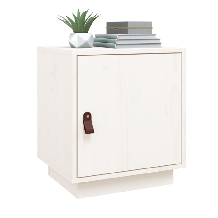 Comodini Bianco 2 pz 40x34x45 cm in Legno Massello di Pino 818278