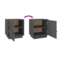 Comodino Grigio 40x34x45 cm in Legno Massello di Pino 818279