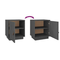 Comodini Grigi 2 pz-Set di 2 Tavolino da notte 40x34x45 cm in Legno Massello di Pino 408085