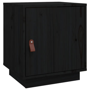 Comodino Nero 40x34x45 cm in Legno Massello di Pino 818283