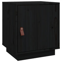 Comodino Nero 40x34x45 cm in Legno Massello di Pino 818283