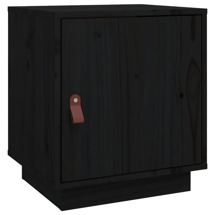 Comodino Nero 40x34x45 cm in Legno Massello di Pino 818283