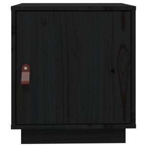 Comodino Nero 40x34x45 cm in Legno Massello di Pino 818283