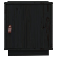 Comodino Nero 40x34x45 cm in Legno Massello di Pino 818283