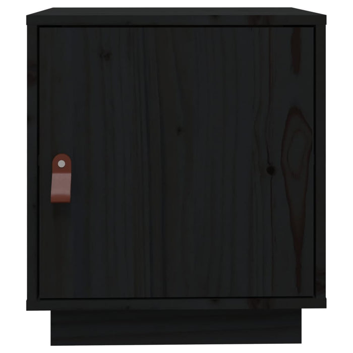 Comodino Nero 40x34x45 cm in Legno Massello di Pino 818283