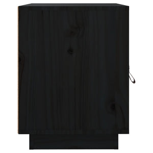 Comodino Nero 40x34x45 cm in Legno Massello di Pino 818283