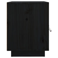 Comodino Nero 40x34x45 cm in Legno Massello di Pino 818283