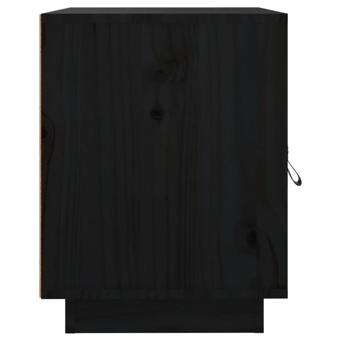 Comodino Nero 40x34x45 cm in Legno Massello di Pino 818283
