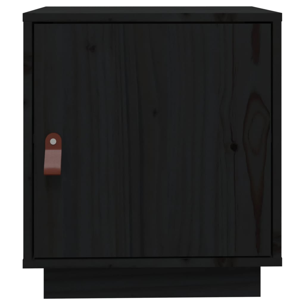 Comodini Nero 2 pz 40x34x45 cm in Legno Massello di Pino 818284