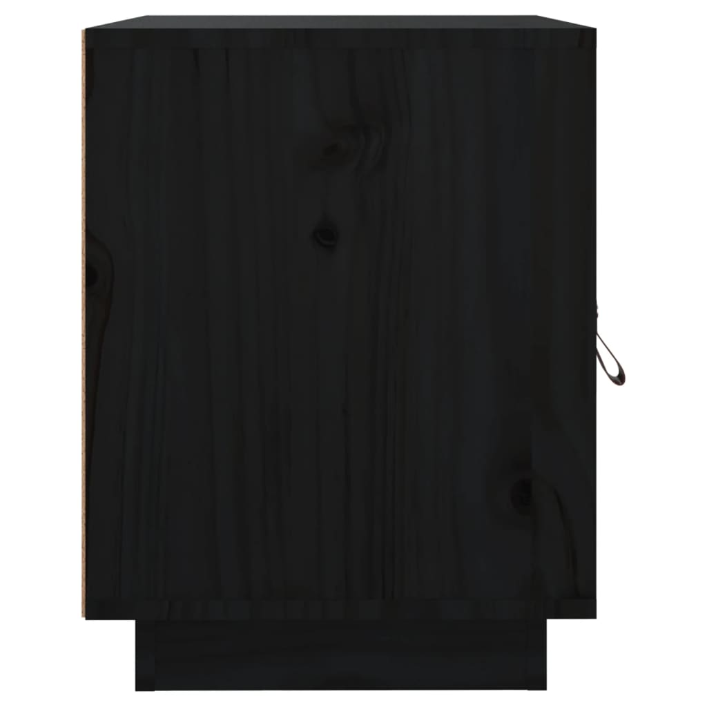 Comodini Nero 2 pz 40x34x45 cm in Legno Massello di Pino 818284