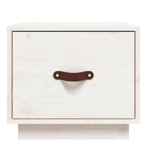 Comodino-Tavolino da notte Bianco 40x34x35 cm in Legno Massello di Pino