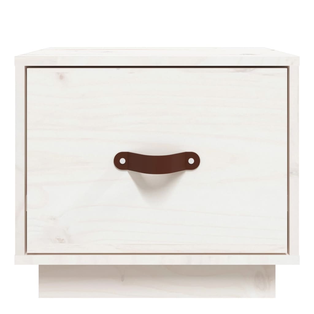 Comodini 2 pz Bianco 40x34x35 cm in Legno Massello di Pino 818288