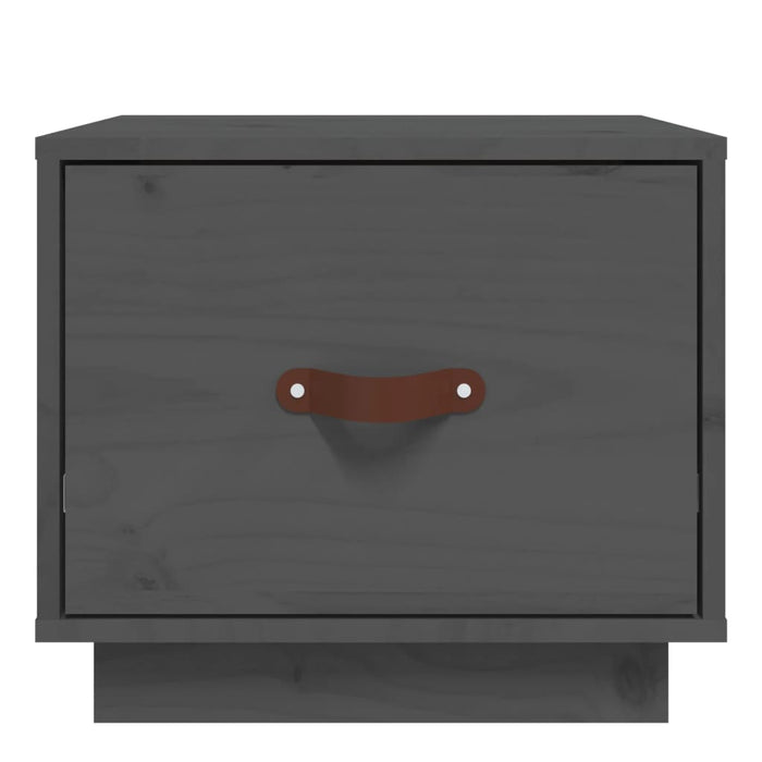 Comodino Grigio 40x34x35 cm in Legno Massello di Pino 818289