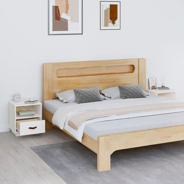Comodini Bianco 2 pz 40x34x45 cm in Legno Massello di Pino 818298
