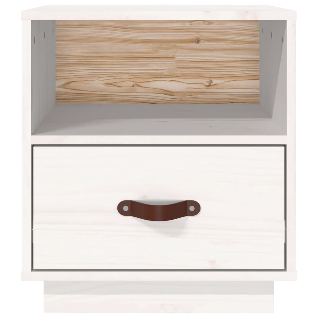 Comodini Bianco 2 pz 40x34x45 cm in Legno Massello di Pino 818298