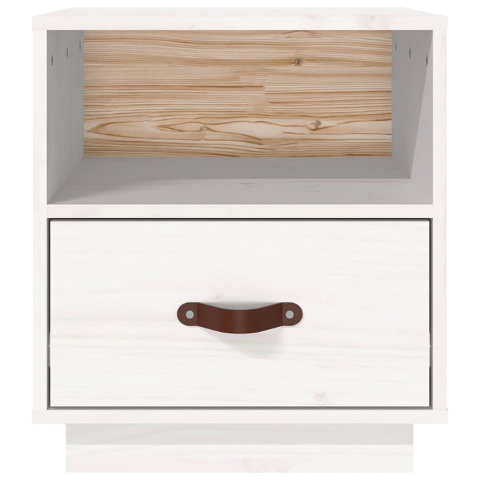 Comodini Bianco 2 pz 40x34x45 cm in Legno Massello di Pino 818298