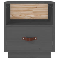 Comodino Grigio 40x34x45 cm in Legno Massello di Pino 818299