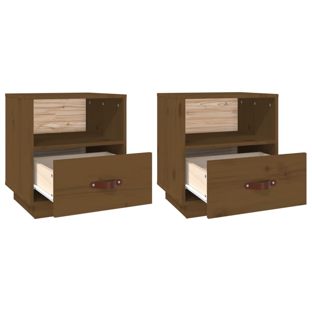 Comodini 2 pz ambra 40x34x45 cm in Legno Massello di Pino 818302