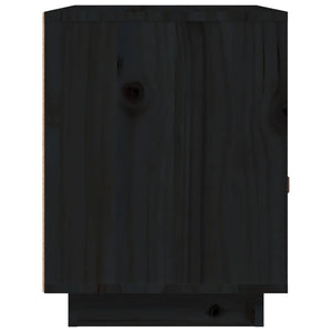 Comodino Nero 40x34x45 cm in Legno Massello di Pino