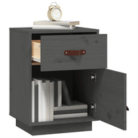 Comodini Grigi 2 pz 40x34x55 cm in Legno Massello di Pino 818310