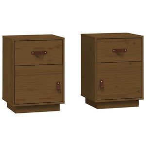 Comodini ambra 2 pz-Set di 2 Tavolino da notte 40x34x55 cm in Legno Massello di Pino