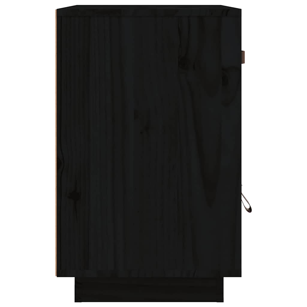 Comodino Nero 40x34x55 cm in Legno Massello di Pino 818313