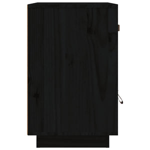 Comodino Nero 40x34x55 cm in Legno Massello di Pino 818313