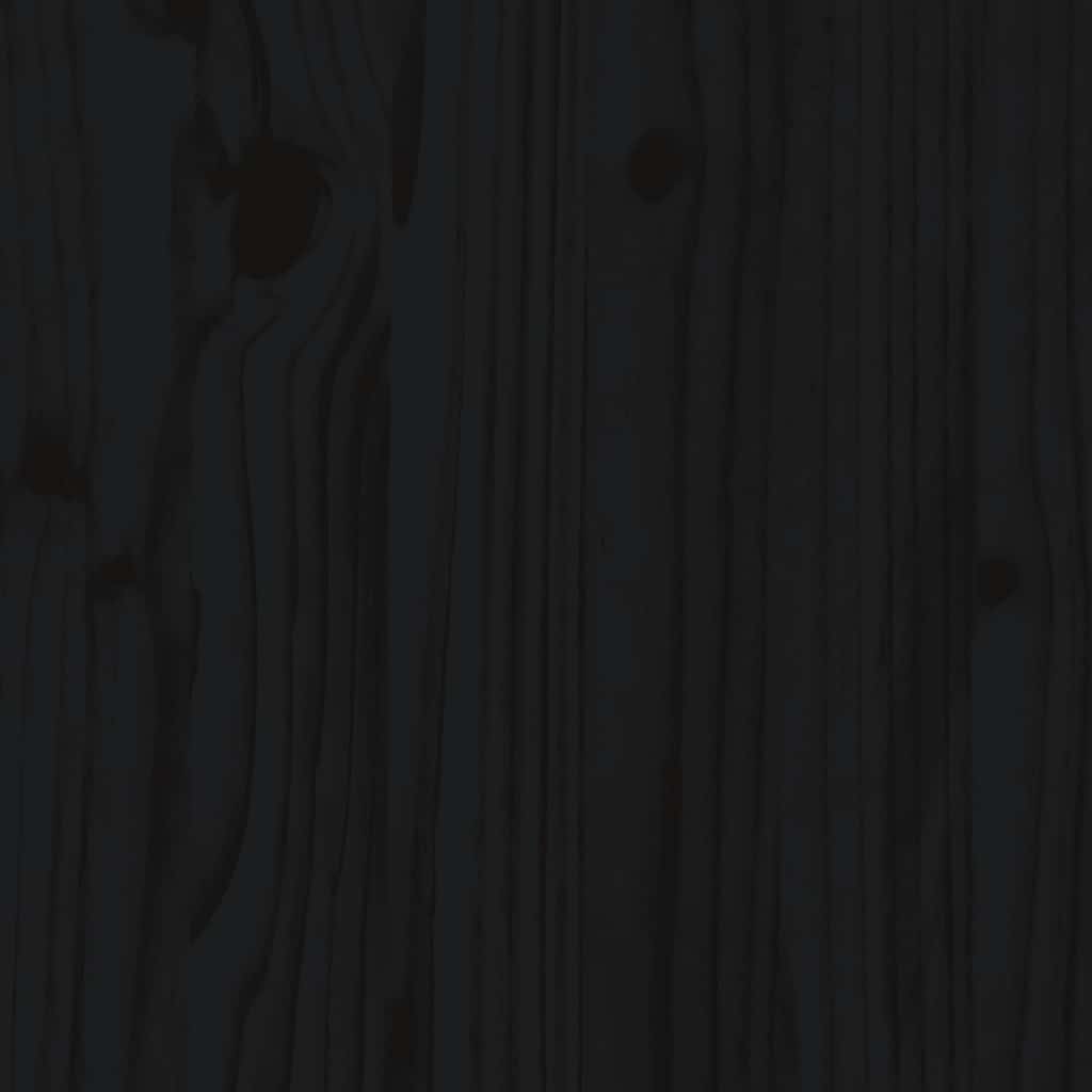 Comodino Nero 40x34x55 cm in Legno Massello di Pino 818313