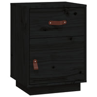 Comodini Neri 2 pz-Set di 2 Tavolino da notte 40x34x55 cm in Legno Massello di Pino 651882