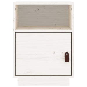 Comodino Bianco 40x34x55 cm in Legno Massello di Pino 818317