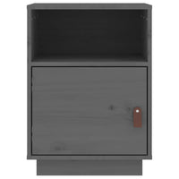 Comodino Grigio 40x34x55 cm in Legno Massello di Pino 818319