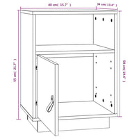 Comodino Grigio 40x34x55 cm in Legno Massello di Pino 818319