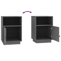 Comodini Grigi 2 pz 40x34x55 cm in Legno Massello di Pino 818320