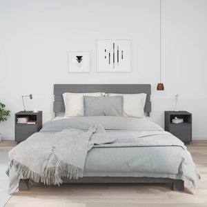Comodini Grigi 2 pz 40x34x55 cm in Legno Massello di Pino 818320