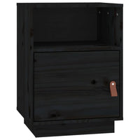Comodino Nero 40x34x55 cm in Legno Massello di Pino 818323